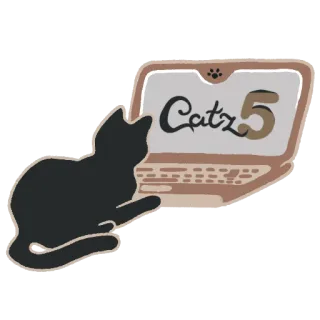 🎮 Catz 5 cat, laptop, computer, digital, animal, pets, kitty whatsapp sticker