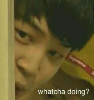▫ whatcha doing? Meme, Divertente, Domanda, Sbirciare, Curioso whatsapp sticker
