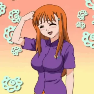 🍁 Anime, Cartone animato, Donna, Ragazza, Felice, Capelli arancioni telegram sticker
