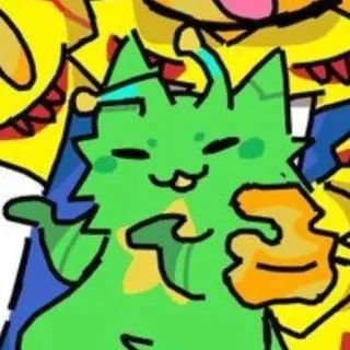 ❇️ kot, kreskówka, zielony, słodki, potwór, kawaii, postać telegram sticker