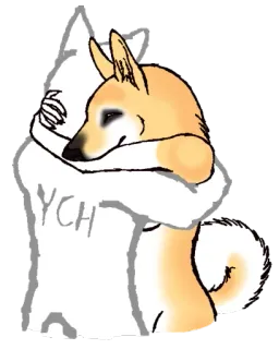 🤗 YCH anjing, shiba inu, peluk, hewan, kartun, seni digital telegram sticker