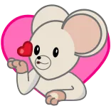 ❤️ ネズミ, ハート, キス, 漫画, 愛, 動物 telegram sticker