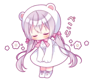 💭 ぺこり Аниме, Чиби, Милый, Каваий, Персонаж, Иллюстрация, Приветствие whatsapp sticker