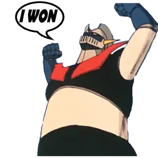 🥇 Mazinger Z I WON робот, аниме, победа, мультфильм whatsapp sticker