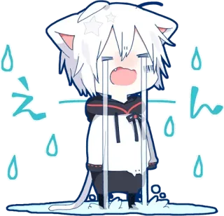 😭 えーん Anime, Kawaii, Weinend, Katze, Traurig, Chibi telegram sticker