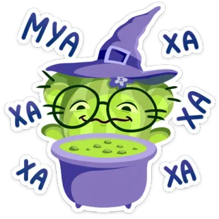 😈 МУА
ХА
ХА
ХА
ХА adesivo, fofo, verde, bruxa, desenho animado, magia whatsapp sticker