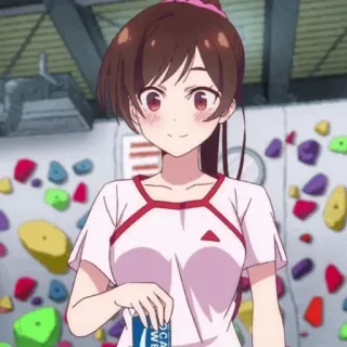 🍫 Chizuru Mizuhara Rent-A-Girlfriend 애니메이션, 만화, 소녀, 캐릭터, 미소, 일본 telegram sticker