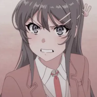 ✨ Mai Sakurajima Rascal Does Not Dream of Bunny Girl Senpai Anime, Fille, Lapin, Écolière, Mignon, En colère telegram sticker