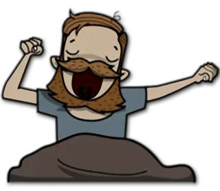 ⛅ Cartoon, Mann, Schläfrig, Bart, Aufwachen, Müde, Morgen telegram sticker
