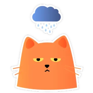 🌧 кот, грустный, дождь, облако, погода, оранжевый, котёнок telegram sticker