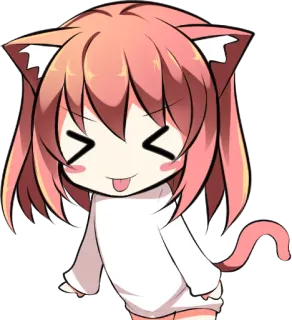 😝 Anime, Garota gato, Kawaii, Desenho animado, Mangá, Bonito, Adesivo telegram sticker