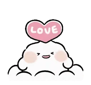 💞 LOVE nuvem, amor, coração, fofo, desenho animado, kawaii, romântico telegram sticker