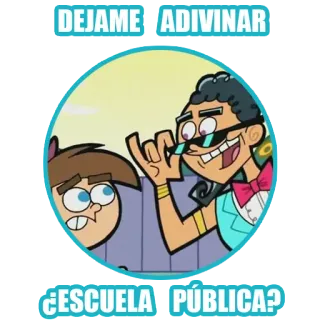 🤦‍♀️ DEJAME ADIVINAR
¿ESCUELA PÚBLICA? The Fairly OddParents, อนิเมชั่น, การ์ตูน, ตลก, อารมณ์ขัน telegram sticker