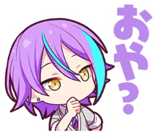 ❓ おやっ？ animé, mignon, cheveux violets, question, kawaii whatsapp sticker