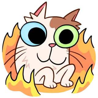 🫠 chat, feu, dessin animé, autocollant, mignon, drôle whatsapp sticker