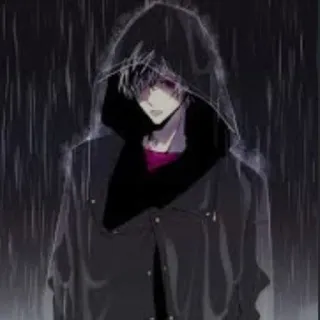 💔 Anime, Pluie, Sweat à capuche, Sombre, Emo telegram sticker