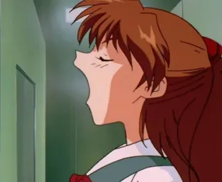🥱 Asuka Langley Sohryu Neon Genesis Evangelion anime, character, cartoon, portrait, yawning telegram sticker