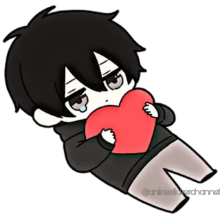 ❤️ anime, boy, heart, sad, crying, love whatsapp sticker