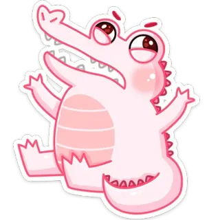 😣 crocodilo, animal, desenho animado, fofo, rosa, adesivo telegram sticker