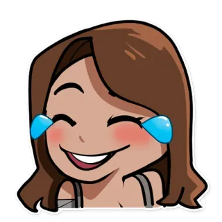 😂 dibujo animado, mujer, riendo, llorando, feliz, emocional, sticker telegram sticker