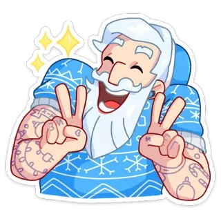 ✌️ ซานตาคลอส, สันติภาพ, รอยสัก, เกล็ดหิมะ, คริสต์มาส, การ์ตูน telegram sticker