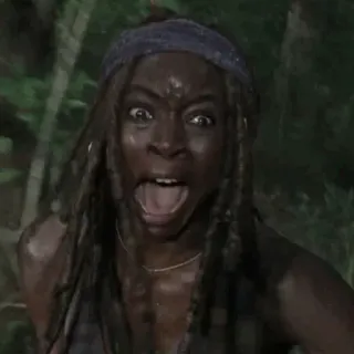 🤬 Michonne The Walking Dead Zombie, Strach, Zły, Miecz, Przetrwanie telegram sticker