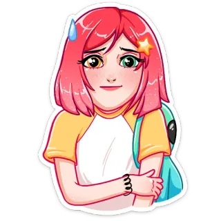 😰 cartoon, anime, girl, cute, character, sticker, illustration whatsapp sticker