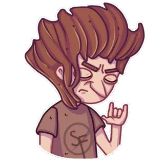 🤘 dessin animé, personnage, autocollant, geste, illustration telegram sticker