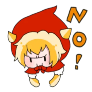 😔 NO! en colère, non, rejet, dessin animé, rouge, animé telegram sticker