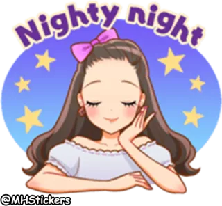 🌠 Nighty night boa noite, sono, desenho animado, menina, estrelas, sonho telegram sticker