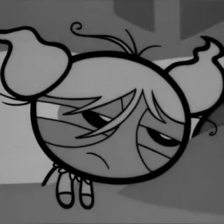 🎤 Bubbles The Powerpuff Girls пузыри, Powerpuff Girls, мультфильм, грустный, черно-белый telegram sticker