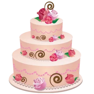 🎂 pastel, postre, tarta de boda, tarta de tres pisos, rosas, comida, celebración telegram sticker
