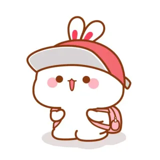🍼 conejo, lindo, dibujo animado, animal, rosa, mochila telegram sticker