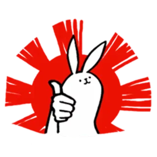 👍 lapin, animal, pouce levé, autocollant, dessin animé, positif whatsapp sticker