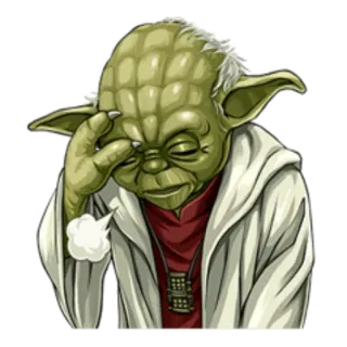 🤕 Yoda 尤达, 星球大战, 绝地大师, 伤心, 沮丧, 卡通, 表情符号 telegram sticker