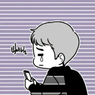 🖤 시바ㄹ piangere, triste, telefono, anime, manga, coreano, adesivo telegram sticker
