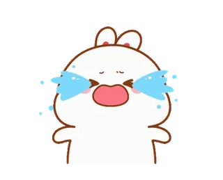 😭 pleurer, triste, larmes, lapin, dessin animé, emoji, mignon telegram sticker