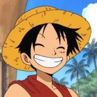 😁 Monkey D. Luffy One Piece Anime, One Piece, Ruffy, Monkey D. Ruffy, lächelnd, Cartoon, Strohhut telegram sticker