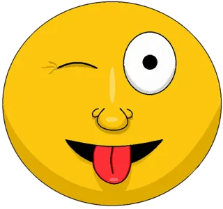 😜 emoji, face, expression, cartoon, yellow, winking, tongue telegram sticker