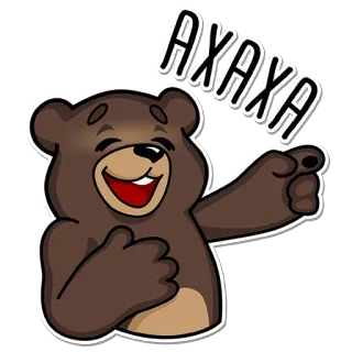 🤣 AXAXA orso, ridere, indicando, animale, cartone animato whatsapp sticker