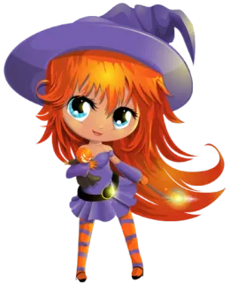 😌 wiedźma, halloween, kreskówka, magia, dziewczyna, słodki, czarodziej telegram sticker