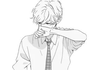 😔 Anime, Manga, Triste, Garçon, Employé de bureau, Pleurs, Mouchoir telegram sticker