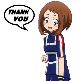 😀 Ochaco Uraraka My Hero Academia THANK YOU Anime, Gracias, Ochaco Uraraka, My Hero Academia telegram sticker