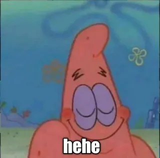 😁 Patrick Star SpongeBob SquarePants hehe patrick star, spongebob, hehe, cartoon, nickelodeon telegram sticker