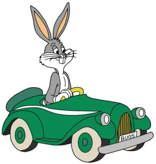 🏎 Bugs Bunny BUGS Dibujos animados, Conejo, Coche, Conejo, Looney Tunes telegram sticker