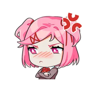 😒 Natsuki anime, girl, cute, angry telegram sticker