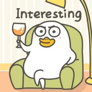 💨 Interesting interessante, cartone animato, anatra, bevanda, sedia, carino, divertente whatsapp sticker