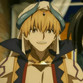 ✨ Gilgamesh Fate anime, character, smiling, heroic spirit, archer telegram sticker