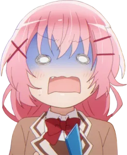 😨 Anime, Cartone animato, Scioccata, Spaventata, Ansiosa, Espressione, Ragazza telegram sticker