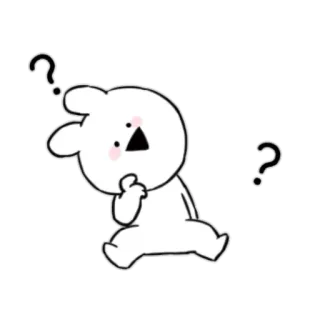 😶 Dibujo animado, Signo de interrogación, Confundido, Pensando, Garabato, Lindo, Oso blanco telegram sticker